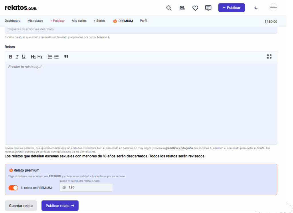 Monetizar relatos eróticos