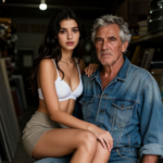 Jovencita y viejo en una ferretería